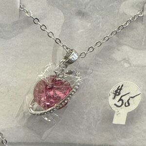 Pink and Silver Pendant Necklace
